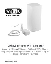Linksys HomeWRK MX4300 Tri-band Wi-Fi 6 4.2Gbps LN1301 Router - White Router price