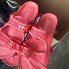 Cat & Jack Girls Coral Red EVA Double Strap Slide Sandals Size 1 Girls' Slippers & Sandals price