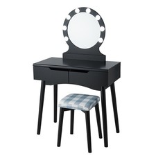 Topbuy Vanity Table Set W/ Lighted Makeup Dresser Mirror & Drawers Black Dresser / Vanity Table price