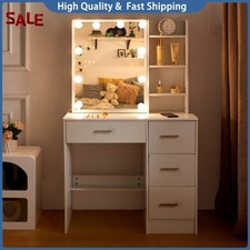 4 Drawers Vanity Makeup Table Set 10 LED Lights Mirror Dresser Desk For Girls Dresser / Vanity Table price