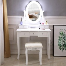 Vanity Table Set 10 LED Lights Mirror w/ 4 Drawers Makeup Dressing Dresser Desk Dresser / Vanity Table price