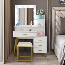 FCH Makeup Vanity Table Set with Led Lighted Mirror & Stool 4 Drawers Dressers Dresser / Vanity Table price