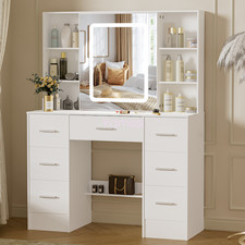 NEW Vanity Set Makeup Dressing Table w/ LED Mirror Dresser Desk w/ Open Storage Dresser / Vanity Table price