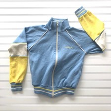 Vintage Kids Track Jacket Soft Full Zip Ringer Yellow Blue White Macgregor Med Girls' Tracksuit price