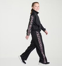 Adidas Girls Track Suit Jacket Pants Black Leopard Pink Size 10 / 12 M | Ret $60 Girls' Tracksuit price