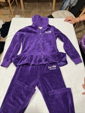 Juicy Couture Girls 2-Piece Velour Tracksuit Set Hoodie & Joggers Purple Girls' Tracksuit price