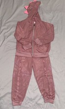 Toddler Girls Pink Iridescent Dinosaur Hoodie Jogger Tracksuit Set Size 3T Girls' Tracksuit price