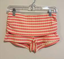 Women's Pink & Cream Ribbed Striped Booty Shorts Pull-On Cotton Size S Women's Shorts price