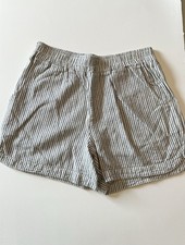 Maurices Gray and White Pull On Striped Shorts Size S Linen W/ Pockets Women's Shorts price