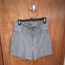 bobiBLACK Los Angeles Women's Gray White Striped Pleated High Rise Shorts L Women's Shorts price