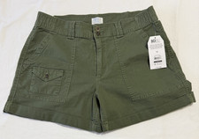 Time and Tru Women’s Green Utility Shorts Size 10 Pockets Button NWT Women's Shorts price