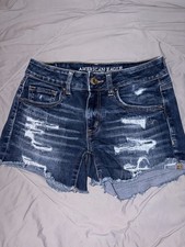 American Eagle Outfitters Women's Blue Denim Cut-Off Shorts Size 6 Mid Rise New Women's Shorts price