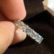 6.00Ct Princess Cut Natural Diamond Solid 14K White Gold  Eternity Band Ring Diamond Eternity Ring price