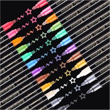Calligraphy Metallic Marker Pens Dual Tip Chisel and Medium Point Pens for Bl... Chisel Tip (Calligraphy) Pen price