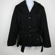 Ellen Tracy Rain Coat Womens PS Black Trench Jacket Belted with Removable Hood Women's Trench Coat price