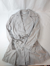 CAbi Trench Coat Womens Small Gray Belted Pleated Long Style 917 Cotton Stretch Women's Trench Coat price