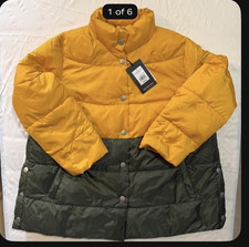 Who What Wear Women's Colorblock Puffer Jacket Snap Front Lined 1X Plus Women's Trench Coat price