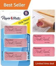 Classic 3-Count Pink Pearl Erasers - Rubber, Latex-Free for Effortless Erasing Eraser price