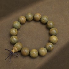 Green Sandalwood Wrist Mala 15MM 15 Beads Prayer Bead Bracelet Stretch Prayer Beads price