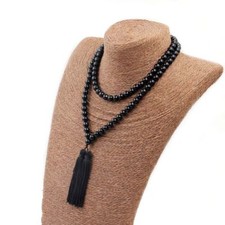 Handmade 8mm Black Agate Tibetan Buddhist 108 Prayer Beads Mala Necklace Prayer Beads price