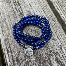 108 Mala Beads Prayer Lapis Lazuli Necklace Multi Strands Healing Yoga Bracelet Prayer Beads price