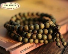 A++Green Sandalwood 108 8mm Buddhist Prayer Bead Mala Bracelet/Necklace---32" Prayer Beads price