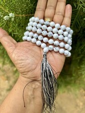 8 mm Rnd 108+1 Beads WHITE JADE + JASPER Jaap Rosary Japa Mala Energized Prayer Beads price