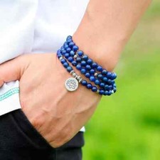 Unique 108 Mala Beads  8mm Lapis Lazuli Tibet Buddhist Prayer  Healing Necklace Prayer Beads price