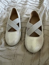 Girls Silver Glitter Ballet Flats Slip-On with Crisscross Straps Round Toe Girls' Ballet Flats price
