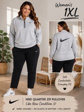 Nike Women’s 1Xl Half Zip Up Woth Black Joggers Outfit Set EUC Women's Tracksuit price