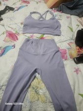 Women’s Purple 2-Piece Stretch Knit Sports Bra & Leggings Set Size S Women's Tracksuit price