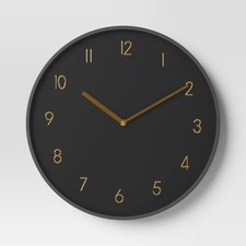 16" Luxe Wall Clock Black/Brass - Threshold Wall Clock price