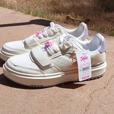 Justice Bead Low Court Pearl White Sneaker Shoes Girls Size 2 Lace Up Girls' Casual Shoes price