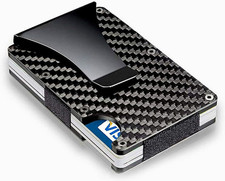 Men's Black Carbon Fiber Pattern Slim RFID Wallet w/ Money Clip Men's Wallet price