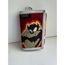 Rare Vintage 1998 Looney Tunes Taz Tasmanian Devil Red Canvas Trifold Wallet Men's Wallet price