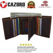 Cazoro Mens RFID Blocking Hunter Leather Credit Card ID Trifold Wallet Men's Wallet price