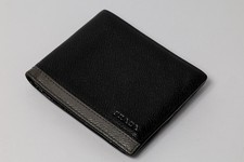 PRADA Vitello Leather Bifold Wallet 1M0170 Black Gray Coin Pocket w/ Box Cards Men's Wallet price