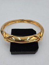 Vintage Gold Tone Oval Slip On Bangle Bracelet Sculptural Knot Heavy Statement Gold Bracelet price