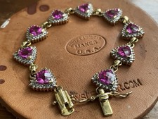 Gold Plated 925 Sterling Silver Tennis Bracelet-9 Trillion cut Lab Rubies-7.5in Gold Bracelet price