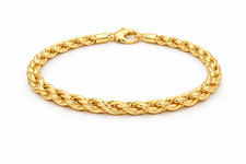 Real Italian 1/200 14K Yellow Gold Overlay Oro Rope Link Bracelet Pulsera Link Gold Bracelet price