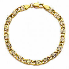 Italian 1/200 14K Yellow Gold Oro Diamond Cut Valentino Mariner Link Bracelet Gold Bracelet price