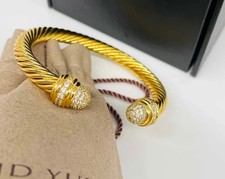 David Yurman 18K Yellow Gold 7mm Dome Cable Cuff Bracelet Gold Bracelet price
