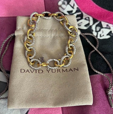 David Yurman Oval cable  Chain Bracelet Sterling Silver w/ 18K Gold Link Gold Bracelet price