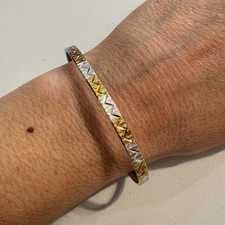 ITALIAN 925 STERLING SILVER TRI-COLOR GOLD TONE DIAMOND CUT HERRINGBONE BRACELET Gold Bracelet price