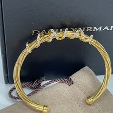 David Yurman 4mm 18K Gold Cable Cuff Bracelet Gold Bracelet price