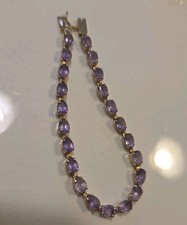 14k Yellow Gold Tennis Bracelet Oval Amethyst Prong Box Closure Purple Gold Bracelet price