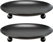 Black Candle Holders for Pillar Candles, Set of 2 Premium Metal Candle Plates Ca Candle Holder price