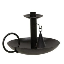 Primitive Black TAPER Candle Holder SNUFFER Antique Style Pan Dish 8.5"Wx7"T NEW Candle Holder price