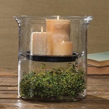 Large 13" Glass Candle Holder Centerpiece Hurricane Metal Insert Candle Holder price