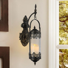 Rustic Candle Sconce with Glass Vintage Antique Gothic Hanging Lantern Candle H Candle Holder price